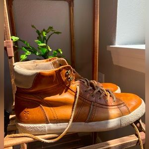 Frye High top Cognac Leather Sneakers